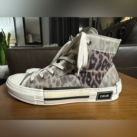 Dior B23 High-Top Sneakers Leopard Canvas Print Unisex Size 41 Women’s 10 RARE - Picture 3 of 14
